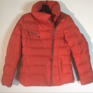 Marc New York Orange Quilted Asymmetrical Zip Coat Jacket Pockets *Needs Wash